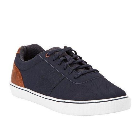 George Mens Navy Blue Brown Memory Foam Casual Sneakers Size 12 - Picture 1 of 8